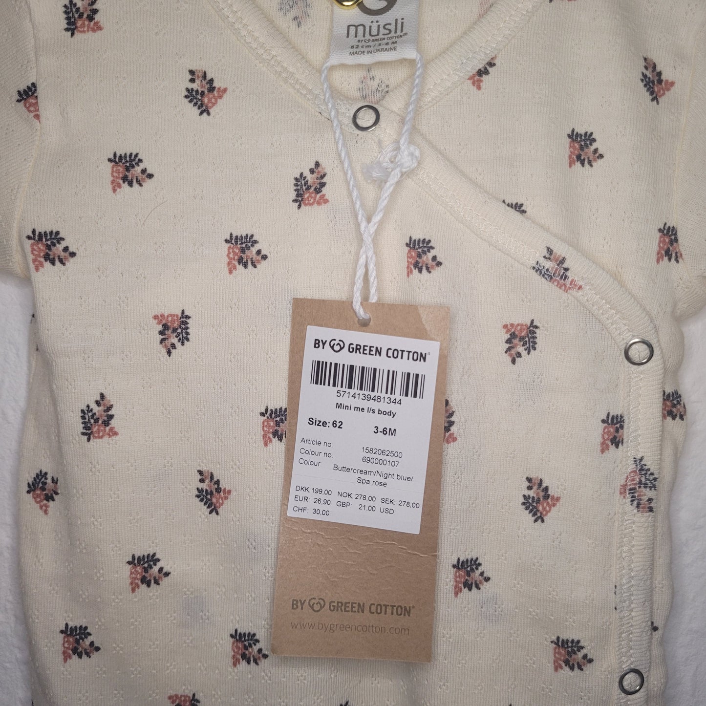 Müsli - Wickelbody Blumen - 62 (NEU)