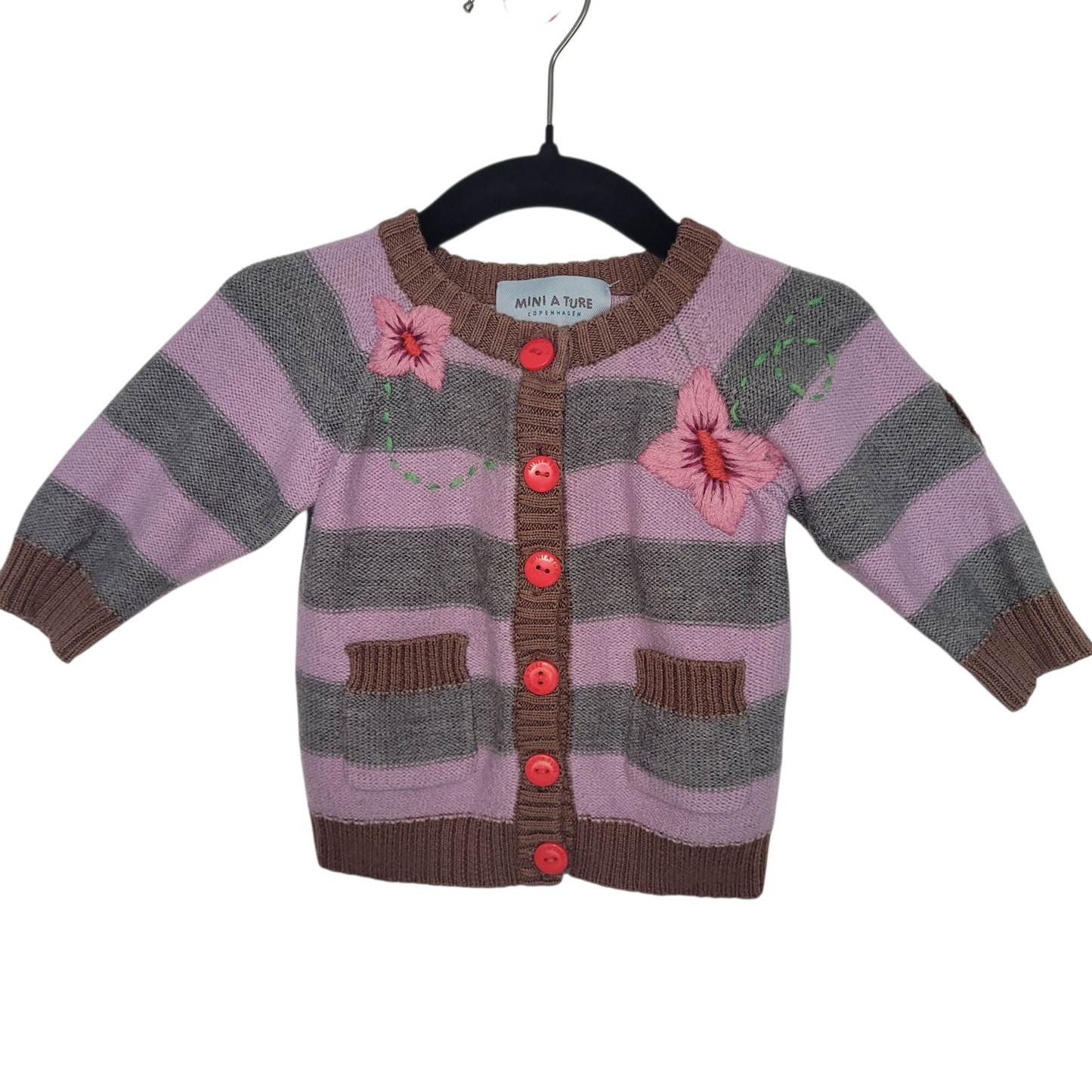 Mini A Ture - Merinowollstrickjacke Blumen - 62