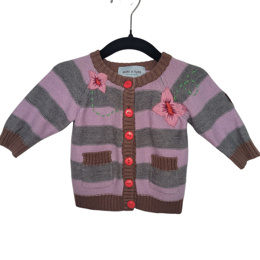 Mini A Ture - Merinowollstrickjacke Blumen - 62